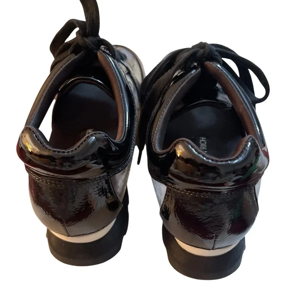 Jessica Rich Women Black Patent Leather Clear Platform Sneakers Sz EU 38 USA 8